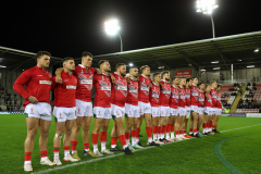 Wales men line up ahead of the World Cup Pool D match v Cook Islands at Leigh (pic - Alex Livesey/Getty Images for RLWC)