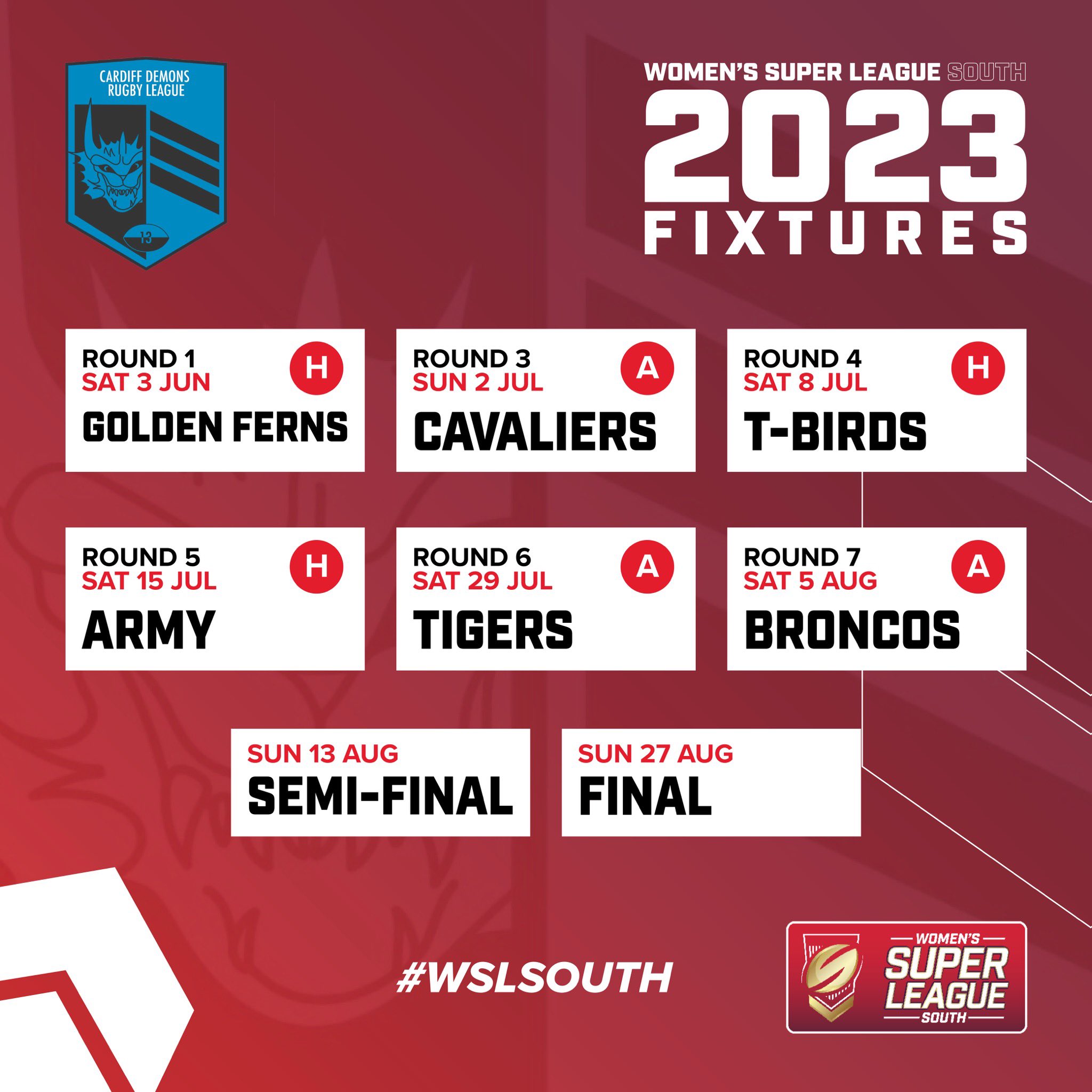 Women’s Super League South 2023 fixtures announced Wales Rugby League
